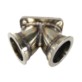 T4-4Bolt to Twin 2.5" V-Band Turbo Charger Flange Conversion Adapter